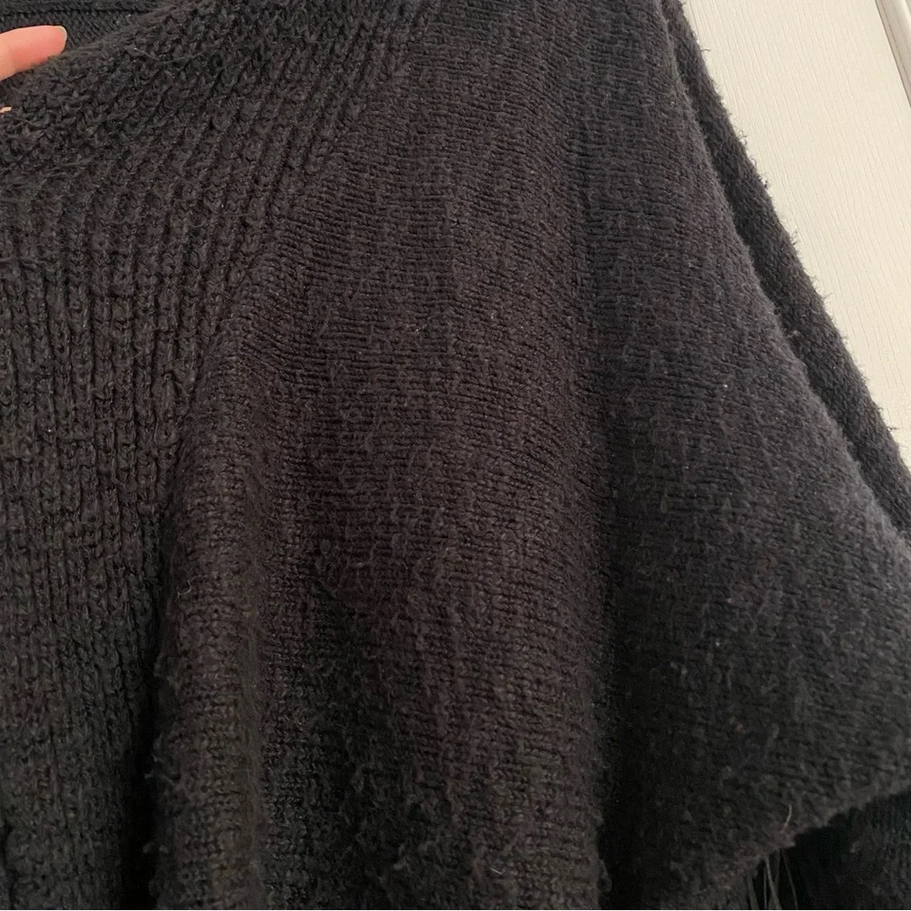 Wildfox Fringe Marishka Cardigan Cotton Rich Knit Sweater Small Black
